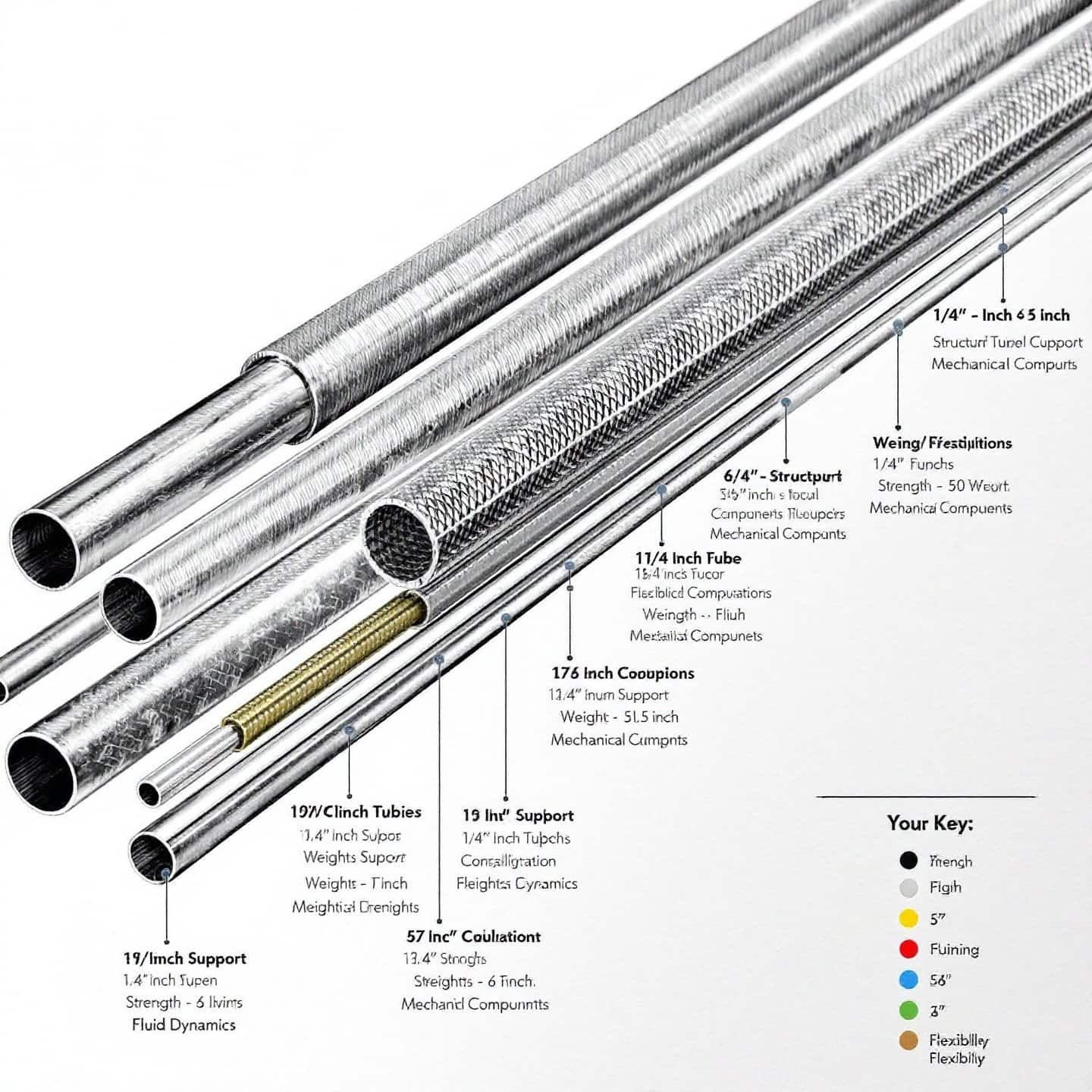 Diagram of aluminum tubing sizes and their applications (AI-generated)