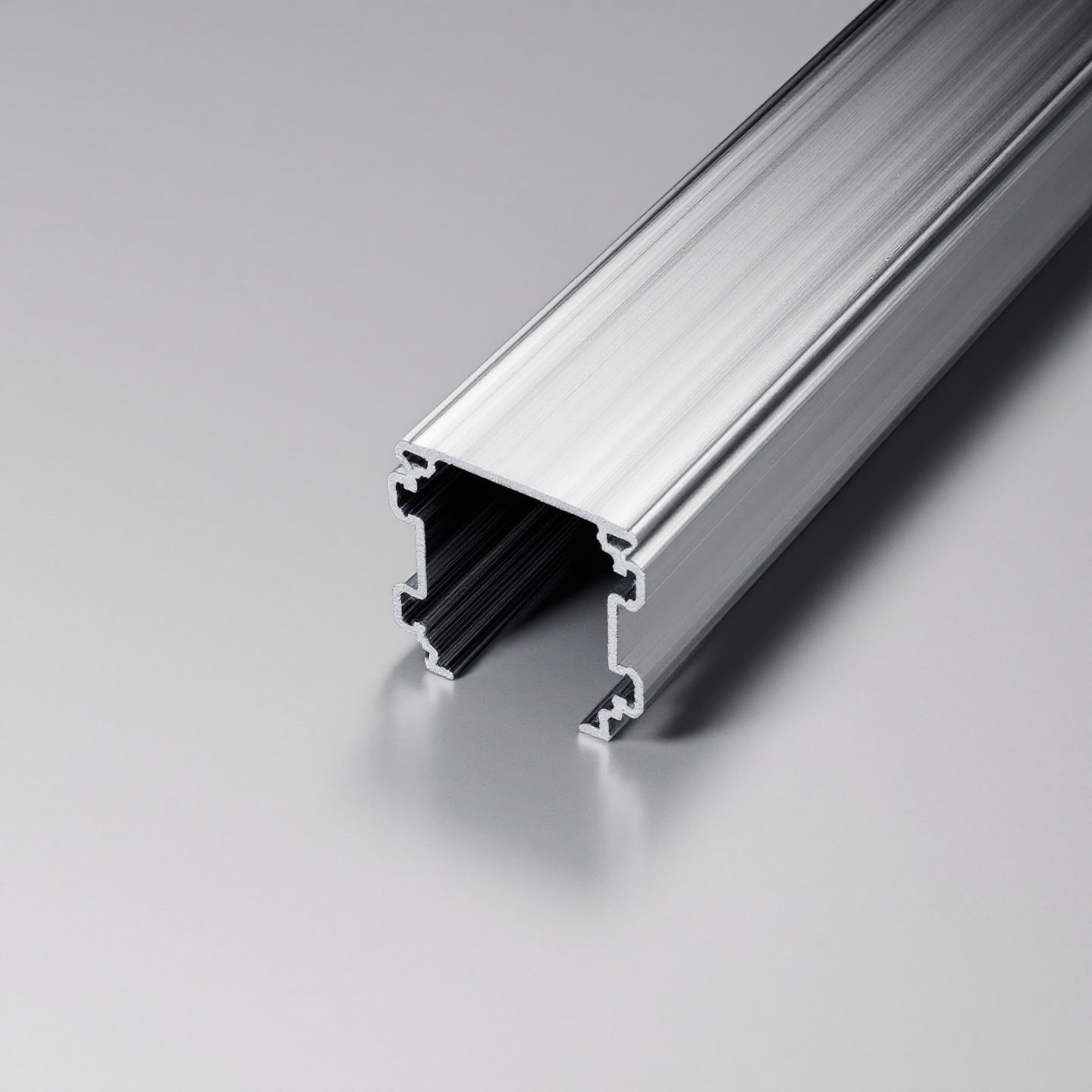 close up of an aluminum t track showing its t shaped profile and accessory compatibility