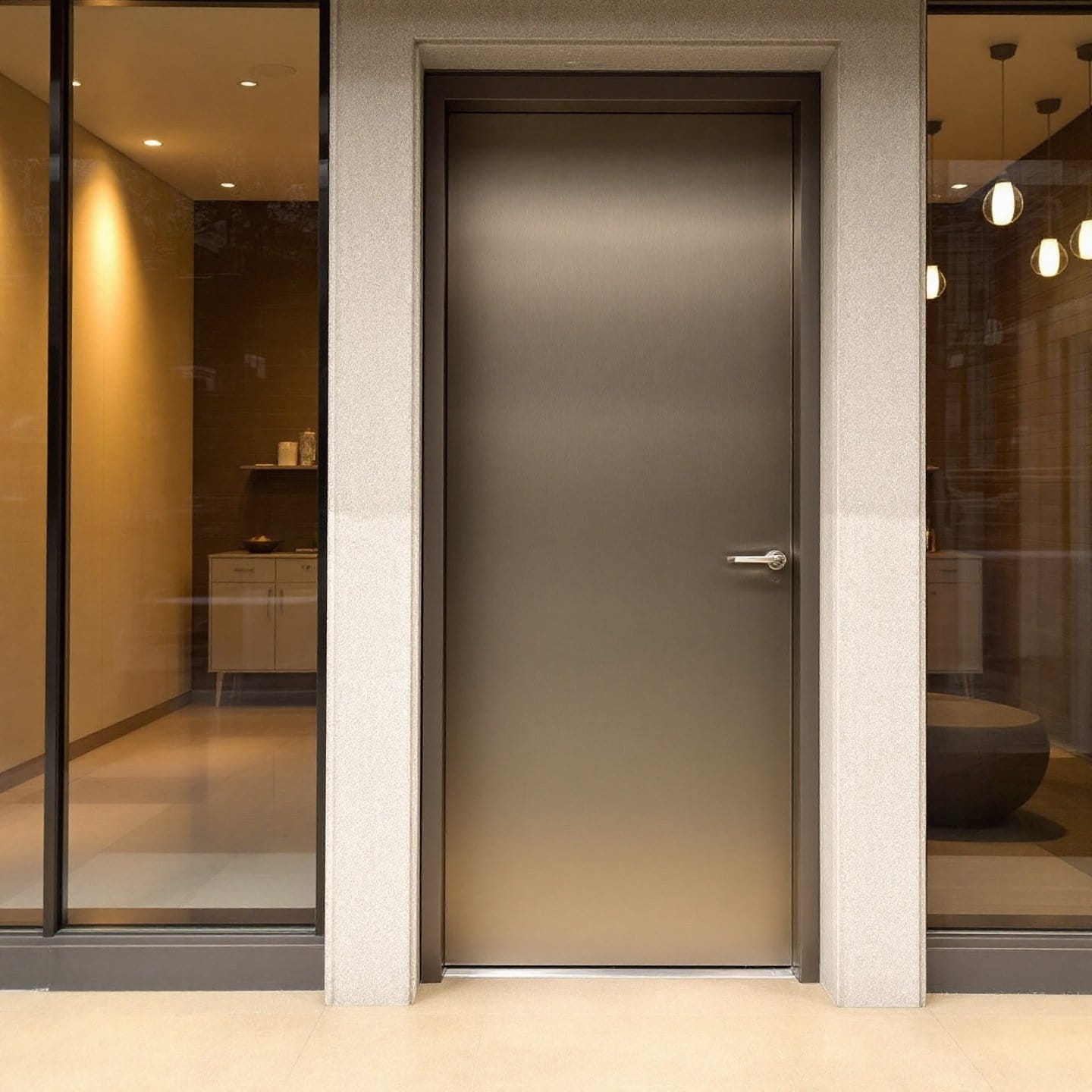 sleek aluminum door frame at a modern home entrance