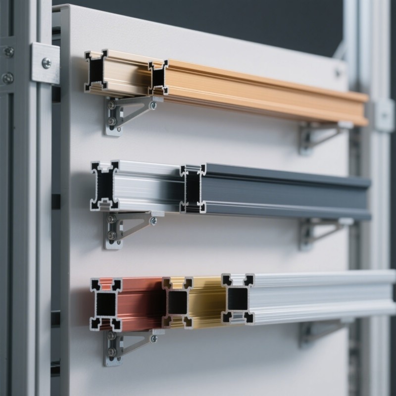 Close-up of industrial T-slot aluminum profile